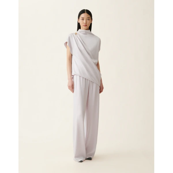 Fabiana Filippi Amelia Trousers in Glossy Enver Satin, Stone