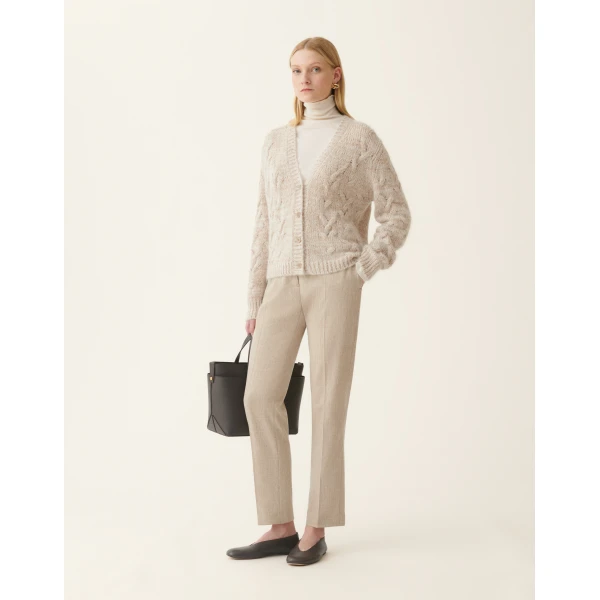 Fabiana Filippi Regular-Fit Flannel Trousers in Greige