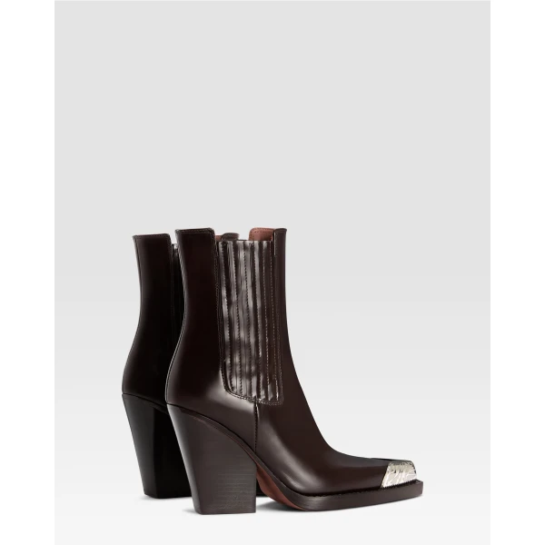 Paris Texas Dallas 100 Embellished Toe Ankle Boots in Ebano Brushed Leather | Boots | Luxury Shoes 