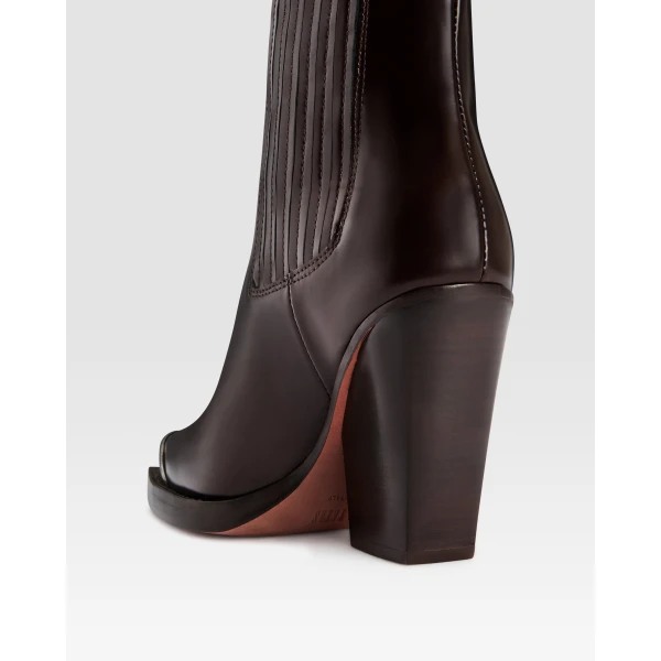 Paris Texas Dallas 100 Embellished Toe Ankle Boots in Ebano Brushed Leather | Boots | Luxury Shoes 