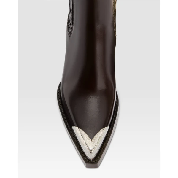Paris Texas Dallas 100 Embellished Toe Ankle Boots in Ebano Brushed Leather | Boots | Luxury Shoes 