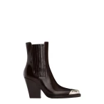 Paris Texas Dallas 100 Embellished Toe Ankle Boots in Ebano Brushed Leather | Luxury Shoes 
