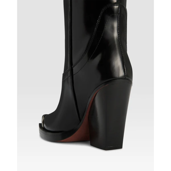 Paris Texas El Dorado 100 Embellished Toe Boots in Black Brushed Leather | Boots | Luxury Shoes 