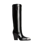 Paris Texas El Dorado 100 Embellished Toe Boots in Black Brushed Leather | Luxury Shoes 