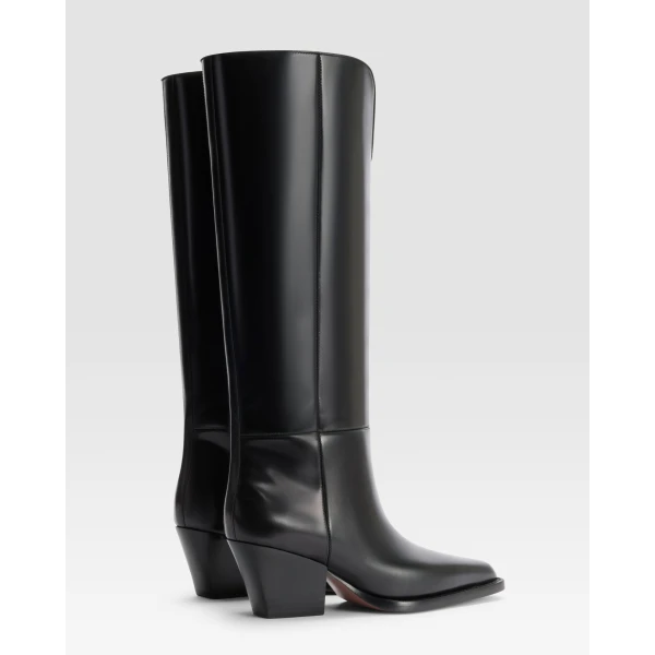Paris Texas Jane 60 Boots in Black Brushed Leather | Boots | Luxury Shoes 