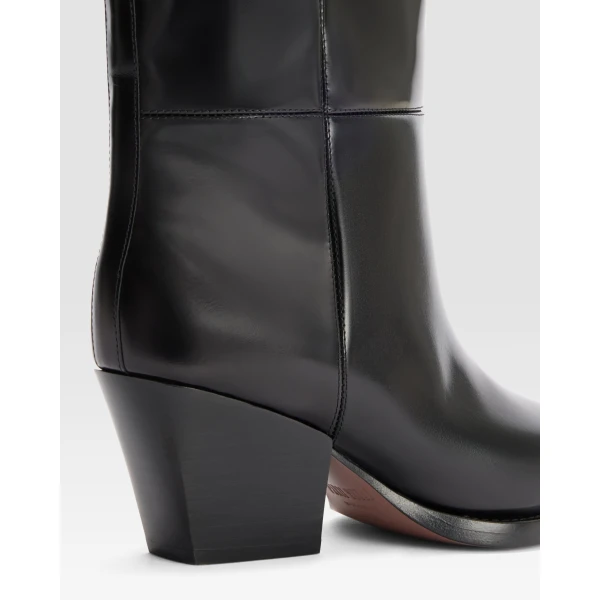 Paris Texas Jane 60 Boots in Black Brushed Leather | Boots | Luxury Shoes 