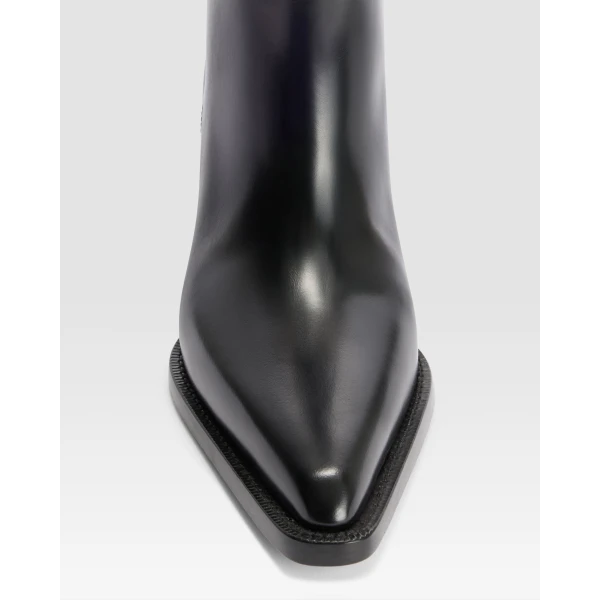 Paris Texas Jane 60 Boots in Black Brushed Leather | Boots | Luxury Shoes 