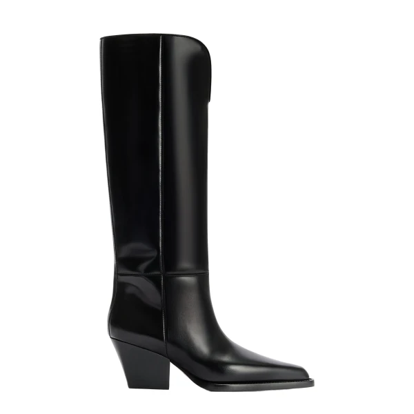 Jane 60 Boots in Black Brushed Leather