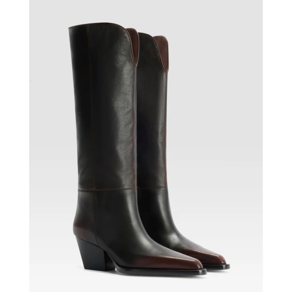 Paris Texas Jane 60 Boots in Rouge Noir Vintage-Effect Leather | Boots | Luxury Shoes 