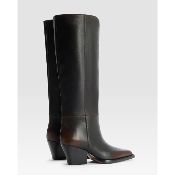 Paris Texas Jane 60 Boots in Rouge Noir Vintage-Effect Leather | Boots | Luxury Shoes 