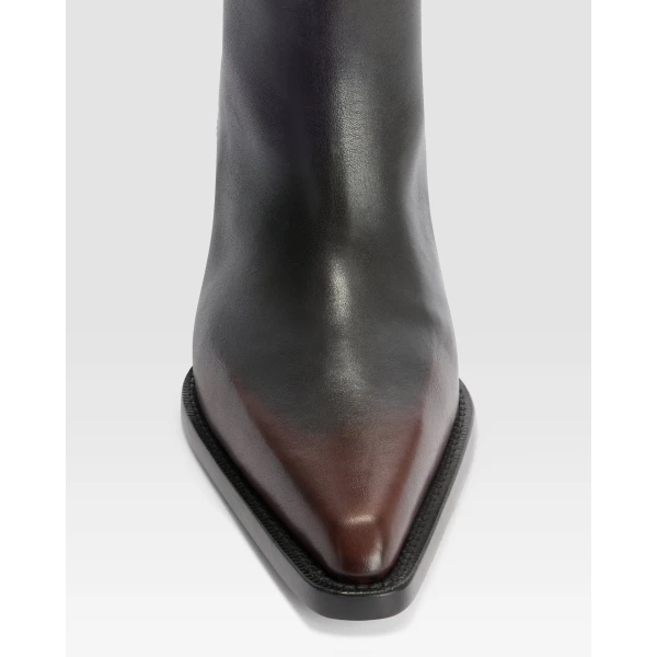 Paris Texas Jane 60 Boots in Rouge Noir Vintage-Effect Leather | Boots | Luxury Shoes 