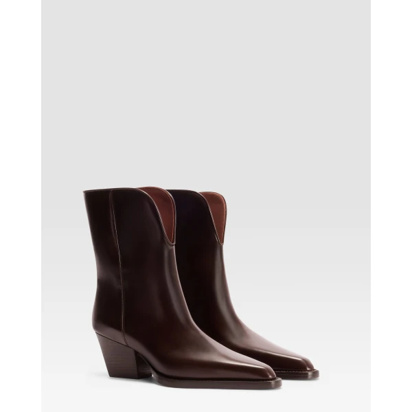 Paris Texas Jane 60 Mid-Calf Boots in Ebano Brushed Leather | Boots | Luxury Shoes 