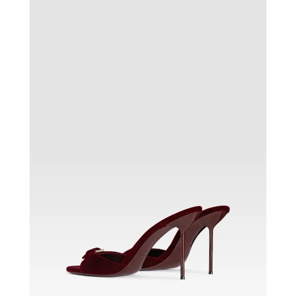 Paris Texas Lidia 105 Buckle Mules in Deep Red Velvet | Mules | Luxury Shoes 