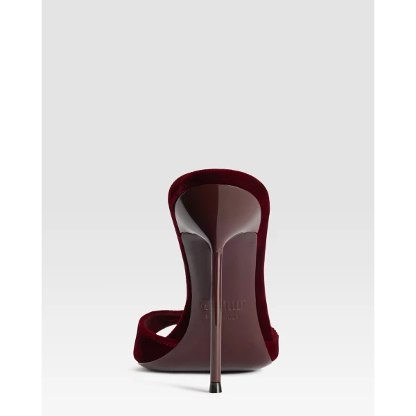 Paris Texas Lidia 105 Buckle Mules in Deep Red Velvet | Mules | Luxury Shoes 
