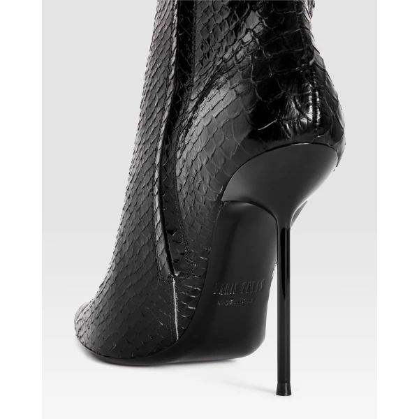 Paris Texas Lidia 105 Cut-Out Boots in Black Python-Print Leather | Boots | Luxury Shoes 