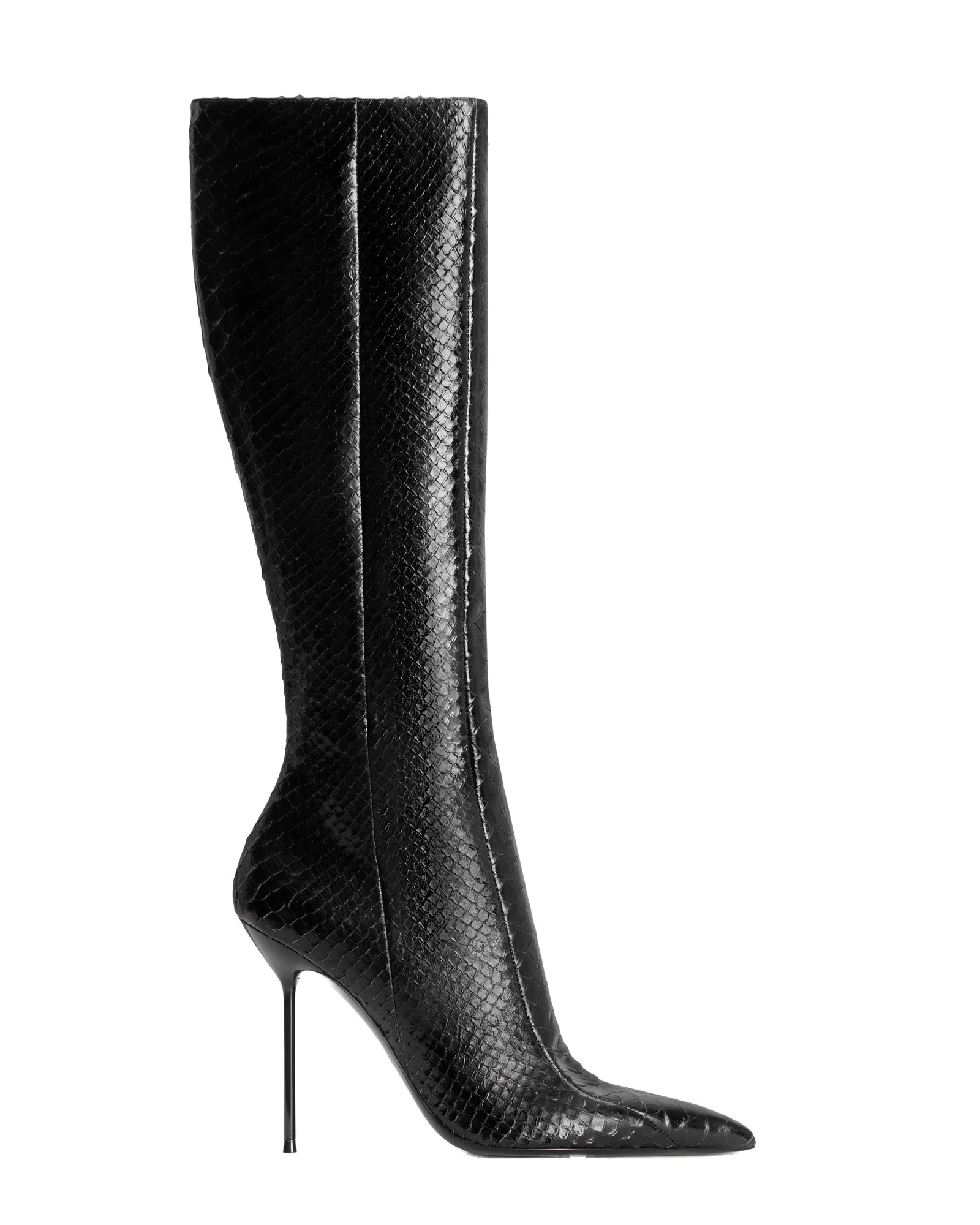 Paris Texas Lidia 105 Cut-Out Boots in Black Python-Print Leather Paris Texas Lidia 105 Cut-Out Boots in Black Python-Print Leather | Luxury Shoes