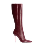 Paris Texas Lidia 105 Cut-Out Boots in Deep Red Python-Print Leather | Luxury Shoes 
