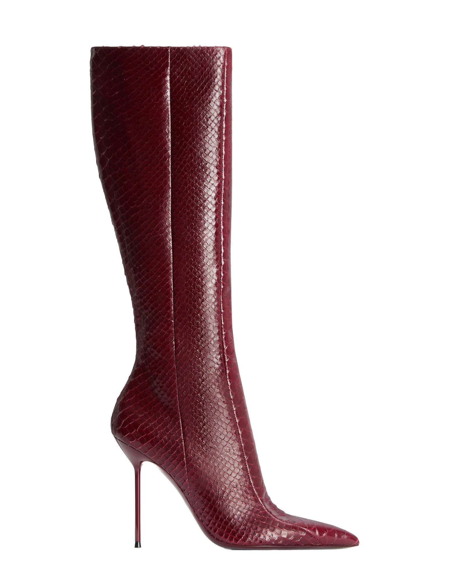 Paris Texas Lidia 105 Cut-Out Boots in Deep Red Python-Print Leather Paris Texas Lidia 105 Cut-Out Boots in Deep Red Python-Print Leather | Luxury Shoes