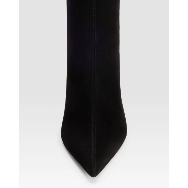 Paris Texas Lidia 105 Fur Boots in Black Suede | Boots | Luxury Shoes 