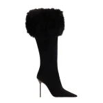 Paris Texas Lidia 105 Fur Boots in Black Suede | Luxury Shoes 