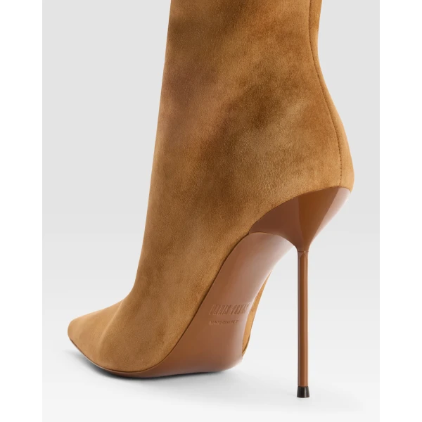 Paris Texas Lidia 105 Fur Boots in Tan Suede and Ivory Fur | Boots | Luxury Shoes 