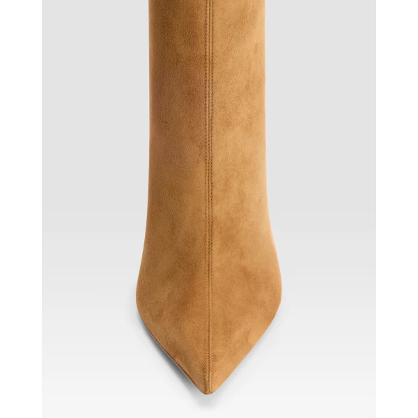 Paris Texas Lidia 105 Fur Boots in Tan Suede and Ivory Fur | Boots | Luxury Shoes 