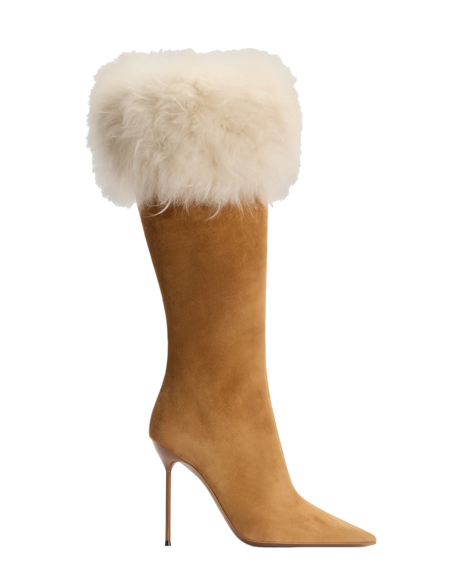 Paris Texas Lidia 105 Fur Boots in Tan Suede and Ivory Fur Paris Texas Lidia 105 Fur Boots in Tan Suede and Ivory Fur | Luxury Shoes