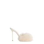 Paris Texas Lidia 105 Furry Mules in Ivory Fur | Luxury Shoes 