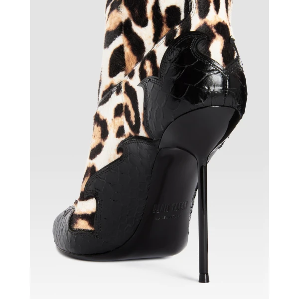 Paris Texas Lidia 105 Queen of Hearts Boots in Leopard-Print Haircalf | Boots | Luxury Shoes 