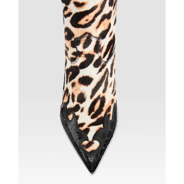 Paris Texas Lidia 105 Queen of Hearts Boots in Leopard-Print Haircalf | Boots | Luxury Shoes 