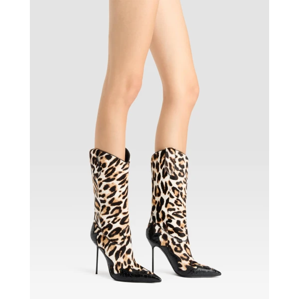 Paris Texas Lidia 105 Queen of Hearts Boots in Leopard-Print Haircalf | Boots | Luxury Shoes 