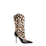 Paris Texas Lidia 105 Queen of Hearts Boots in Leopard-Print Haircalf | Luxury Shoes 