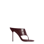 Paris Texas Lidia 105 Thong Mules in Rouge Noir Croc-Embossed Leather | Luxury Shoes 