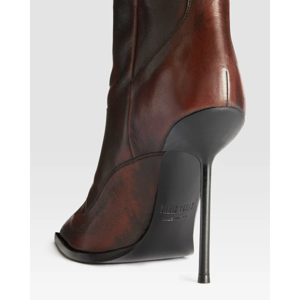 Paris Texas Lidia 105 Western Embroidered Boots in Rouge Noir Vintage-Effect Leather | Boots | Luxury Shoes 