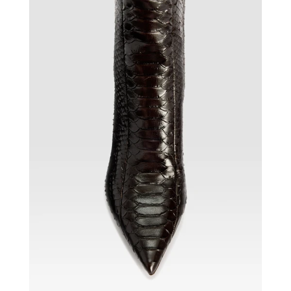 Paris Texas Lidia 70 Cut-Out Boots in Fondente Python-Print Leather | Boots | Luxury Shoes 