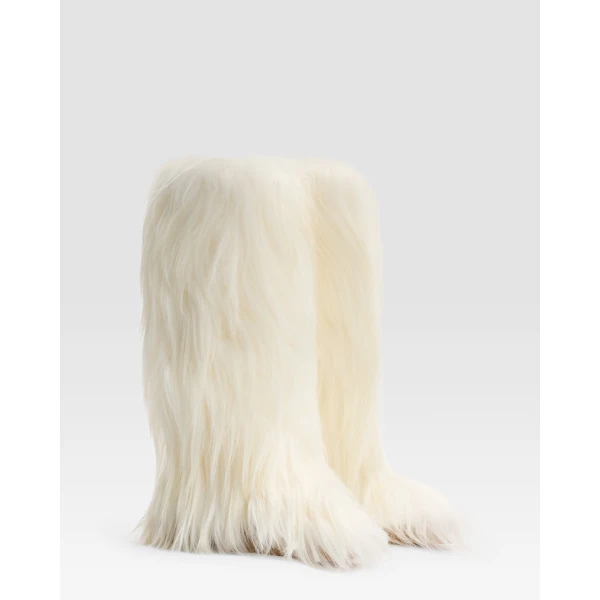 Paris Texas Napa 20 Furry Boots in Ivory Kidassia Fur | Boots | Luxury Shoes 