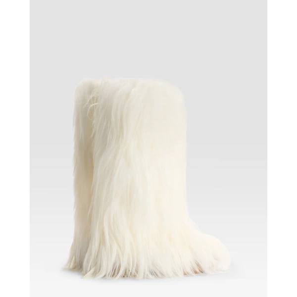 Paris Texas Napa 20 Furry Boots in Ivory Kidassia Fur | Boots | Luxury Shoes 