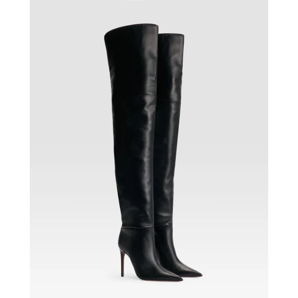 Paris Texas Vera 105 Over-the-Knee Boots in Black Leather | Boots | Luxury Shoes 