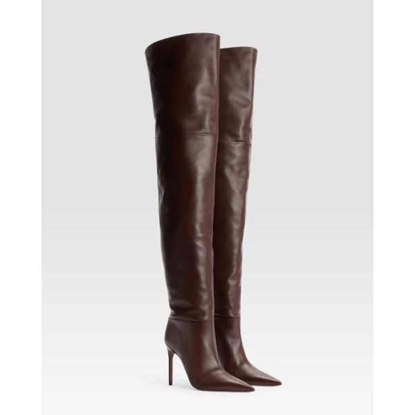 Paris Texas Vera 105 Over-the-Knee Boots in Cioccolato Leather | Boots | Luxury Shoes 