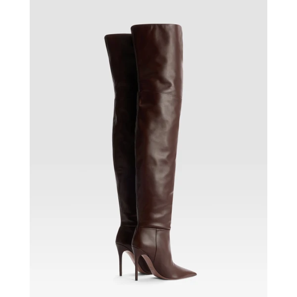 Paris Texas Vera 105 Over-the-Knee Boots in Cioccolato Leather | Boots | Luxury Shoes 