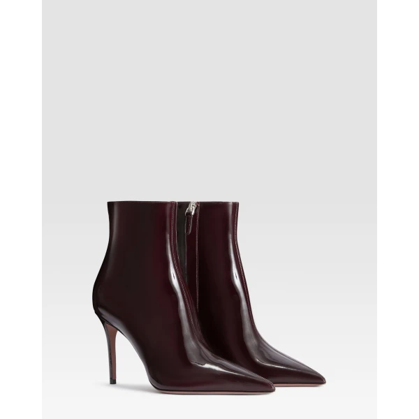 Paris Texas Vera 85 Ankle Boots in Dark Rouge Noir Patent Leather | Boots | Luxury Shoes 