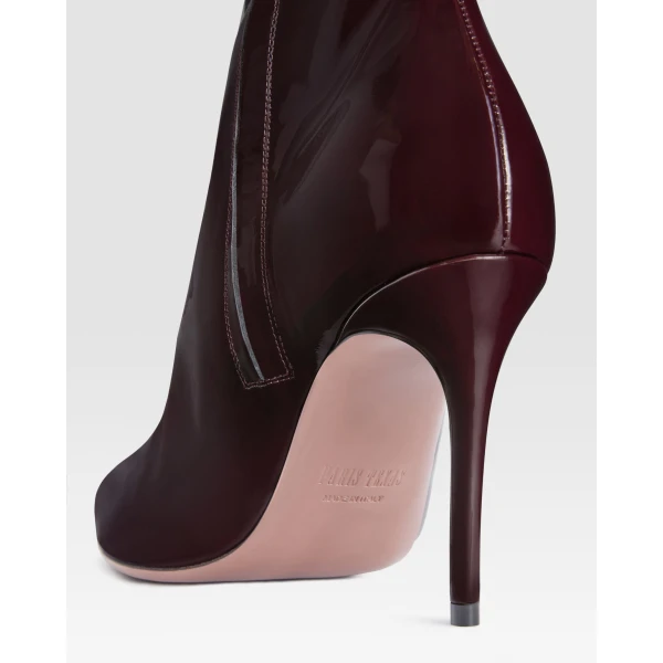 Paris Texas Vera 85 Ankle Boots in Dark Rouge Noir Patent Leather | Boots | Luxury Shoes 