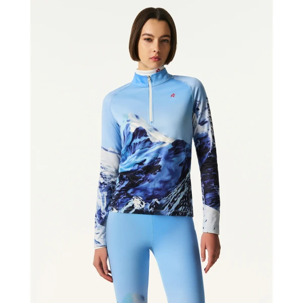 Perfect Moment 1/4 Zip Base Layer Top in Landscape, view 4 | Long Sleeve | Luxury Shoes 