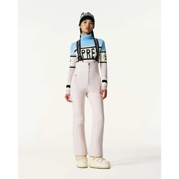 Perfect Moment 80s Slalom Bib Ski Pant in Oyster Pink, view 2 | Pants | Luxury Shoes 