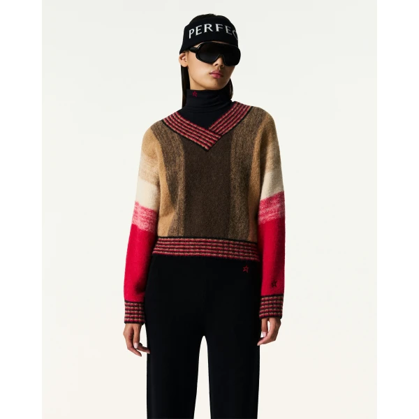 Perfect Moment Alpaca & Wool V-Neck Sweater in Autumn, view 3 | Sweaters | Luxury Shoes 