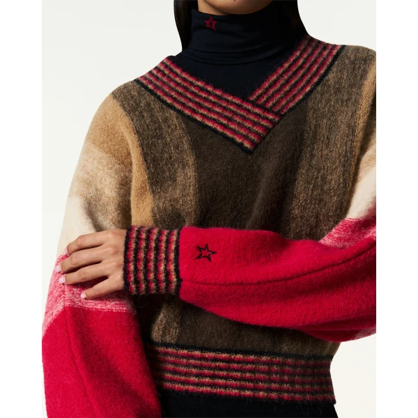 Perfect Moment Alpaca & Wool V-Neck Sweater in Autumn, view 4 | Sweaters | Luxury Shoes 