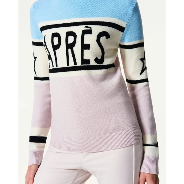Perfect Moment Apres Schild Merino Wool Sweater in Cloud Blue, view 3 | Sweaters | Luxury Shoes 