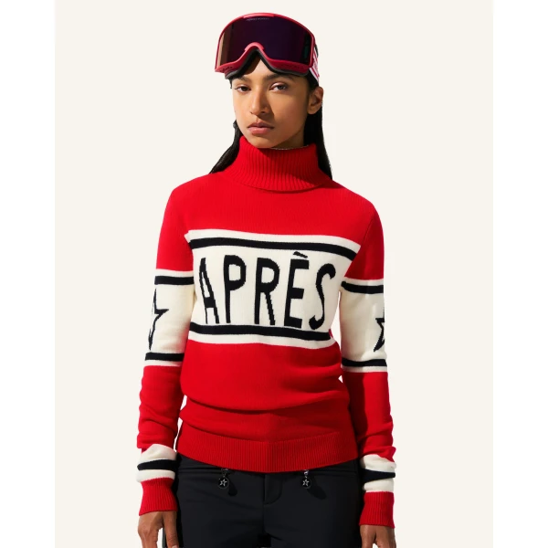 Perfect Moment Apres Schild Merino Wool Sweater in Red, view 2 | Sweaters | Luxury Shoes 