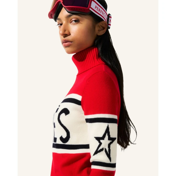 Perfect Moment Apres Schild Merino Wool Sweater in Red, view 4 | Sweaters | Luxury Shoes 