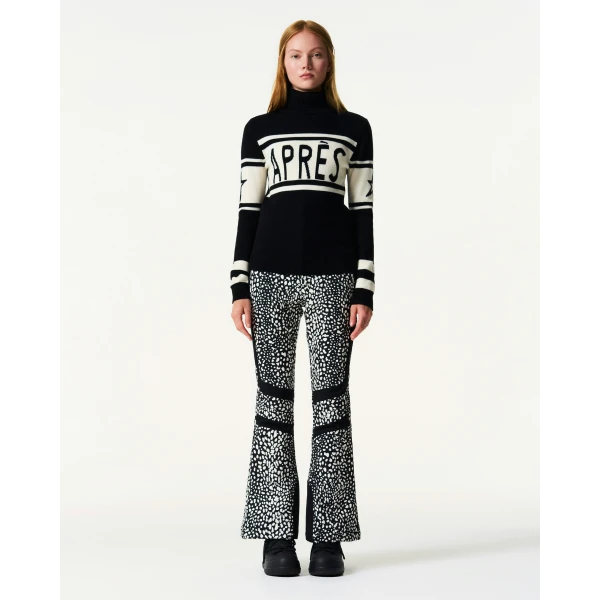 Perfect Moment Apres Schild Merino Wool Sweater in White & Black, view 2 | Sweaters | Luxury Shoes 